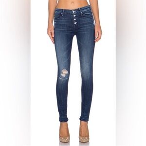 MOTHER The Pixie Skinny Button Fly Denim Jeans in Echoes Size 27